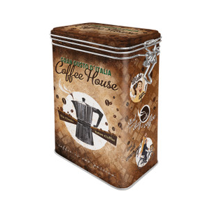 Clip Top Storage Tin - Coffee House - 1.3L 