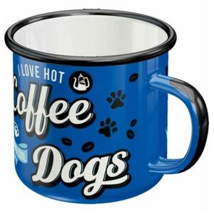 Enamel Mug - I Love Hot Coffee and Cool Dogs - Nostalgic Art
