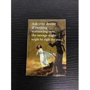 Running Into The Savage Night - Funny Fridge Magnet - Retro Humour