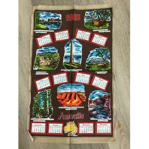 VINTAGE Souvenir Calendar Tea Towel - 1983 Australia 