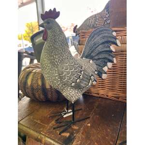 Rooster Grey Ornament - Outdoor Garden Decor - 30 cm Tall