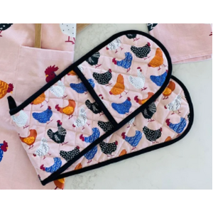 Bright Hens Double Oven Glove | 100% Cotton | Australian Design