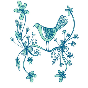 Blue Floral Bird - Greetings Card - Able And Game