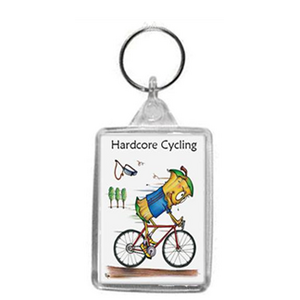 Hard Core Cycling Keyring Keychain