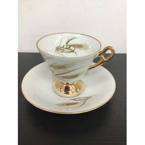 Demitasse Coffee Cup & Saucer - Gold Wheat Pattern - Made in Japan 
