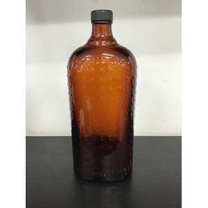 VINTAGE Poison Not To Be Taken Bottle - Imperial Quart - Amber Glass w Lid 