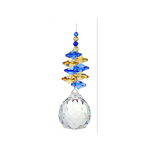 Hanging Suncatcher - Beaded Crystal - Blue Yellow