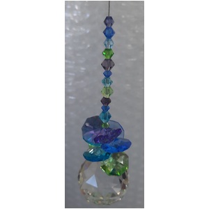 Hanging Suncatcher - Beaded Crystal - Blue Purple Green