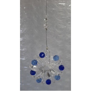 Hanging Suncatcher - Beaded Crystal - Blue and Clear