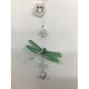 Hanging Dragonfly Crystal Suncatcher - Green