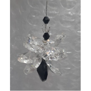 Hanging Suncatcher - Beaded Crystal - Black and Clear