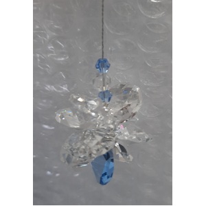 Hanging Suncatcher - Beaded Crystal - Blue and Clear