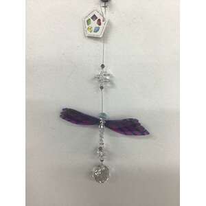 Hanging Dragonfly Crystal Suncatcher - Purple 