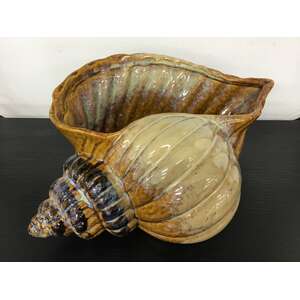 VINTAGE Ceramic Seashell Conch Planter or Vase - Large 