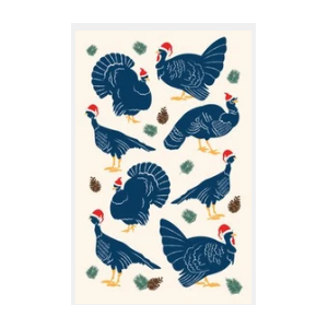Christmas Turkeys  Cotton Kitchen Tea Towel