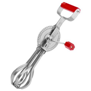 Hand Egg Beater Whisk - Red Handle - Stainless Steel