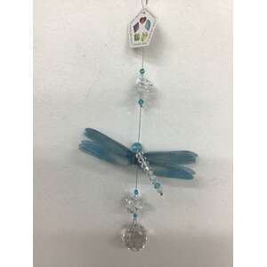 Hanging Dragonfly Crystal Suncatcher - Blue