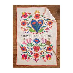  Thankful Grateful Blessed - Cotton Tea Towel - Natural Life