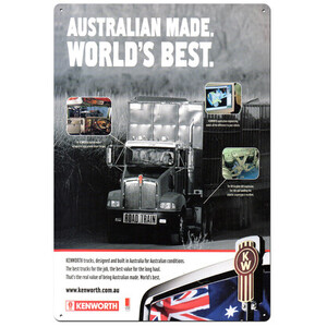 Kenworth Trucks - Australian Made World's Best - Retro Tin Sign - 20 x 30 cm