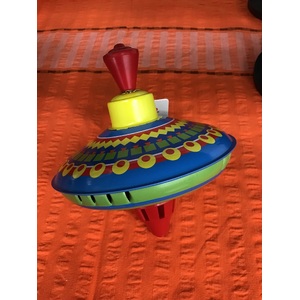 Schylling Tin Spinning Top Blue | Classic Kids Toy | 14 cm Diameter