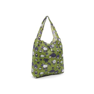 Foldable Reusable Shopping Bag - Green Sheep Design
