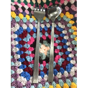 MIDCENTURY Stainless Steel Salad Servers - Rose Motif - Made in Japan