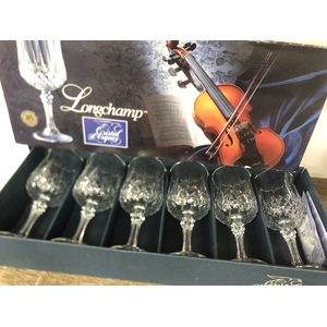 Vintage Cristal D'Arques Longchamps Wine Glasses - Boxed Set of 6