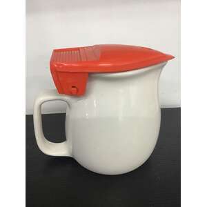 VINTAGE Ceramic Kettle - White Base Orange Lid - No Element or Cord 