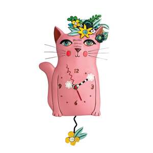 Pretty Kitty Pink - Pendulum Clock - Cat Clock - Michelle Allen Designs