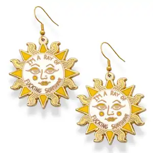 I'm A Ray Of F'ing Sunshine Enamel Earrings | Jubly-Umph Originals | Australian Designed