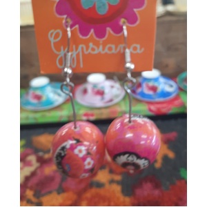 Funky Bobble Earrings - Pink Black White