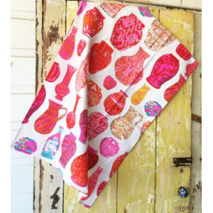 Tea Towel - Anna Chandler - Pink Vases - 100% Cotton 