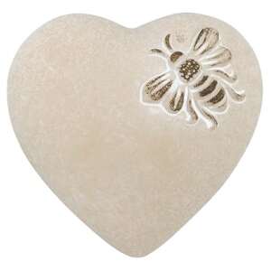 Bisque Bee Heart Stone - Garden Decor - Ceramic - 15 cm 
