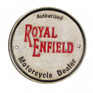 Cast Iron Royal Enfield Motorcycle Dealer - 20 cm Diameter