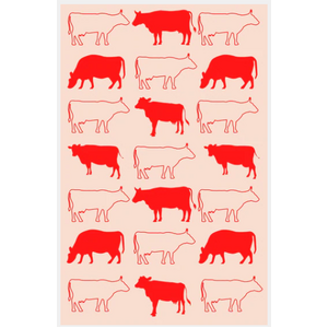 Red Cows 100% Cotton Kitchen Tea Towel