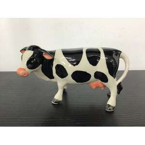 Ceramic Cow Ornament - Black & White - 7.5 cm Tall 