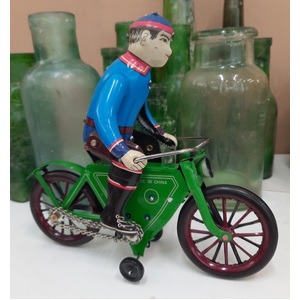 Man on Bicycle Wind Up Tin Toy