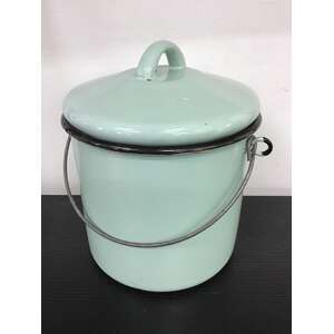 VINTAGE Green Enamel Billy Can or Lidded Pot 