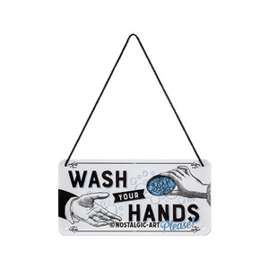 Wash Your Hands Please - Hanging Tin Sign - Nostalgic Art