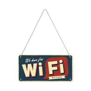 We Have Free Wifi - Hanging Tin Sign 20 x 10 cm - Nostalgic Art