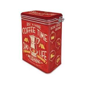 Coffee Storage Tin - Clip Top - Camp Life - Retro