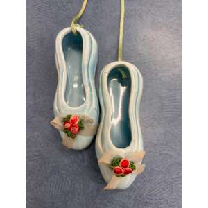 VINTAGE Ceramic Ballet Slippers Hanging Ornament - Blue