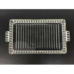 VINTAGE Hazel Atlas Ball & Rib Glass Tray - Small - 24 x 13 cm