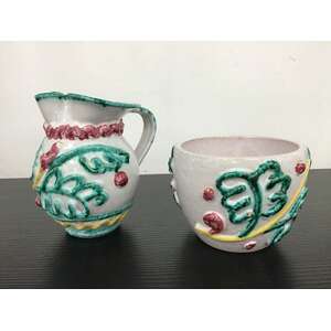 VINTAGE Art Pottery Jug and Sugar Bowl - Italy 
