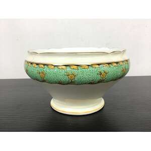 ART DECO Aynsley Bone China Open Sugar Bowl - Green and Cream