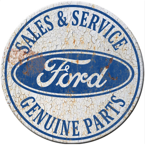 Ford Sales & Service Round Tin Sign | 30 cm
