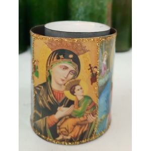 Tin Candle Holder - Religious Saint