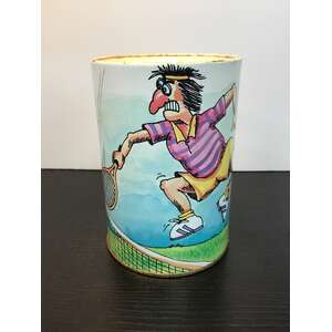 VINTAGE Tennis Player Tin & Foam Stubby Holder | Willow Australia