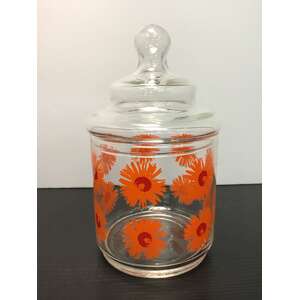 RETRO Sasaki Glass Kitchen Canister | Orange Floral 