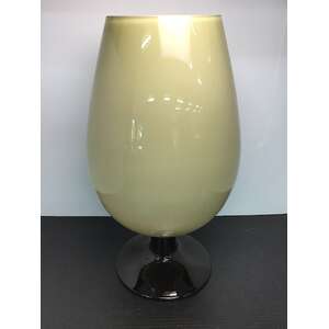 VINTAGE Taupe Cased Glass Brandy Balloon Vase w Brown Base | 31 cm Tall 